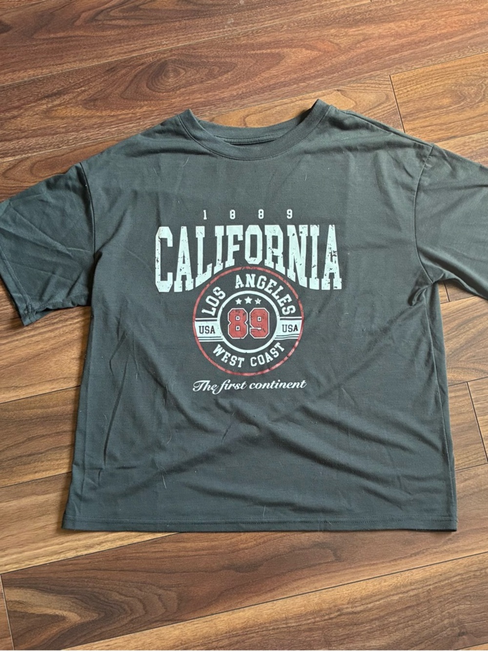 SHEIN Black Graphic 'California Los Angeles' Short Sleeve Tee